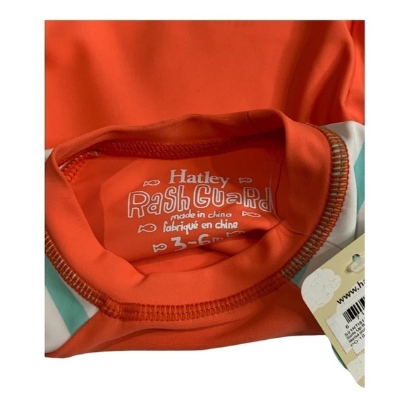 Hatley Rashguard Surfs Up Orange Swim Shirt Size 3-6 Months - Picture 4 of 4